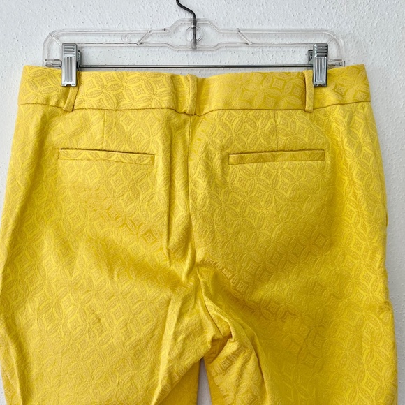 Banana Republic Yellow Brocade Cropped Ankle Pants Geometric Print Tailored - Picture 7 of 12
